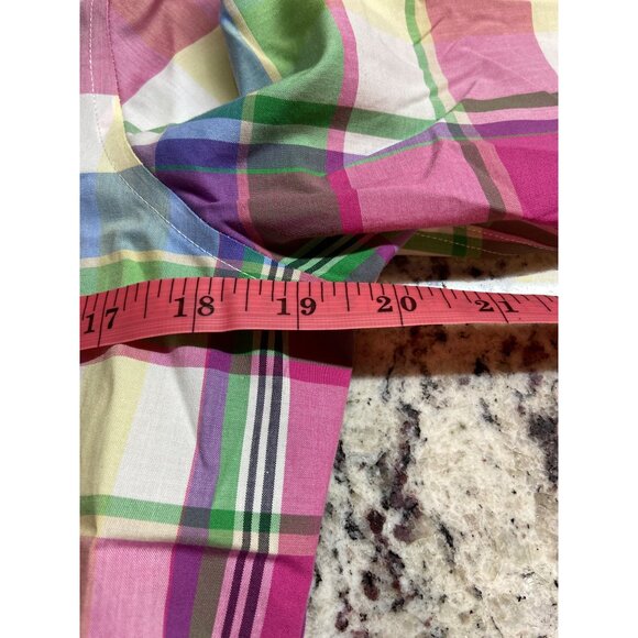 Chaps Womens Shirt Multicolor Plaid Button-Up 3/4 Sleeves Preppy Academia - Picture 7 of 9